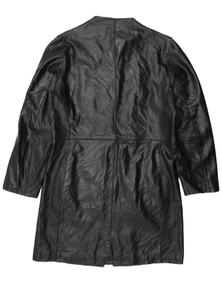 VINTAGE Læderfrakke til kvinder IT 48 XL Sort Læder