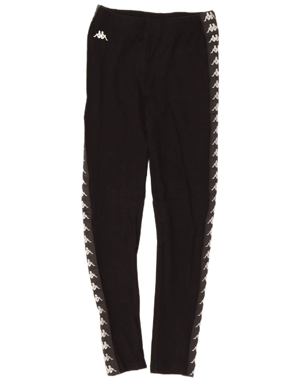 Kappa Dame Grafiske Leggings UK 8 Small Black Bomuld