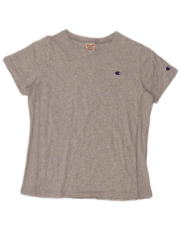 CHAMPION Dame T-Shirt Top UK 14 Medium Grey Flecked Bomuld