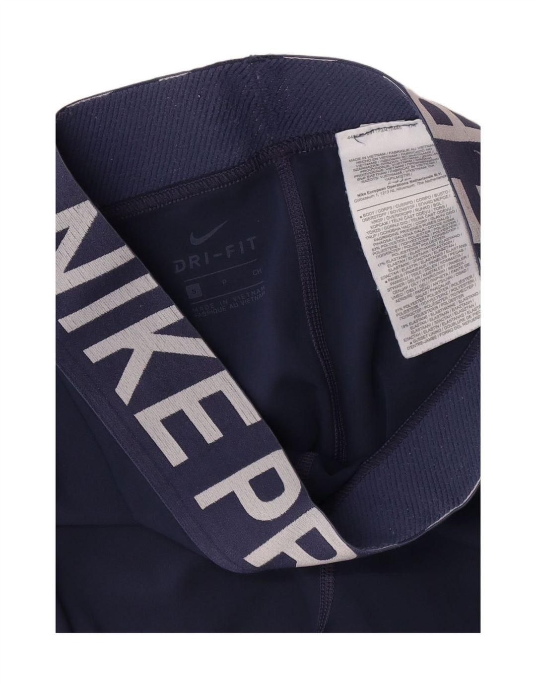 Nike Dame Dri Fit Grafiske Leggings UK 8 Small Navy Blue Polyester