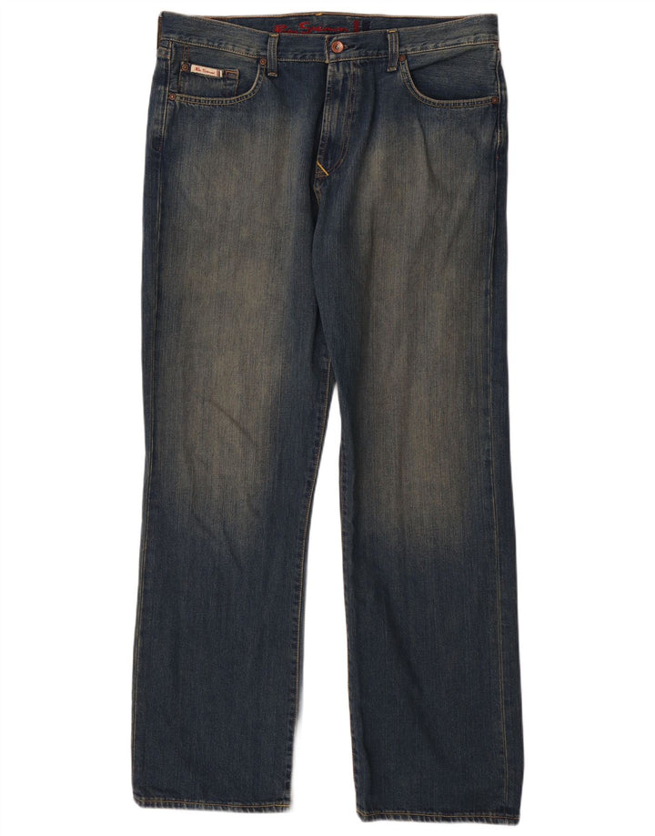 BEN SHERMAN Straight jeans til mænd W36 L32 blå bomuld