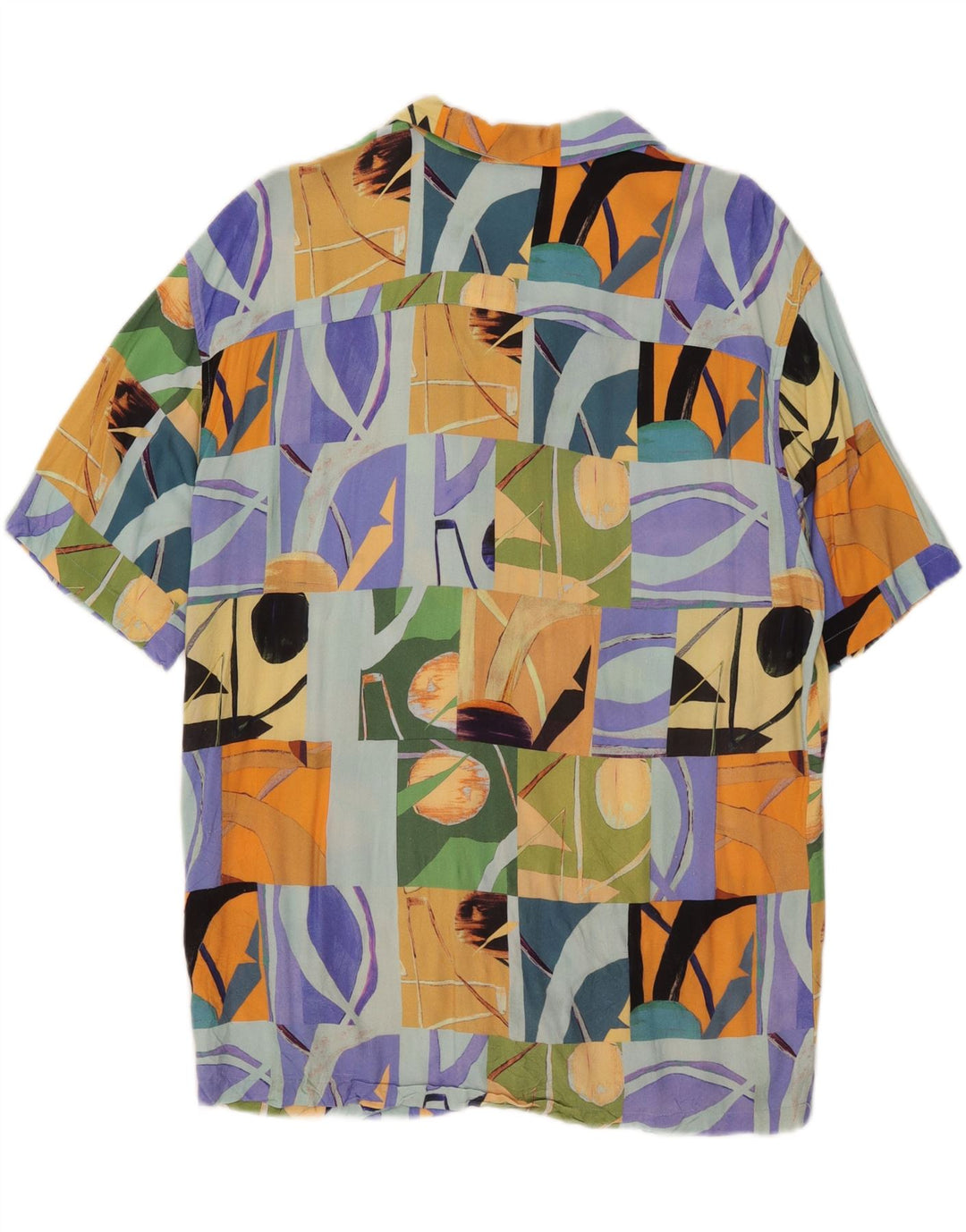 Pull & Bear Kortærmet Herreskjorte Stor flerfarvet Patchwork Viscose