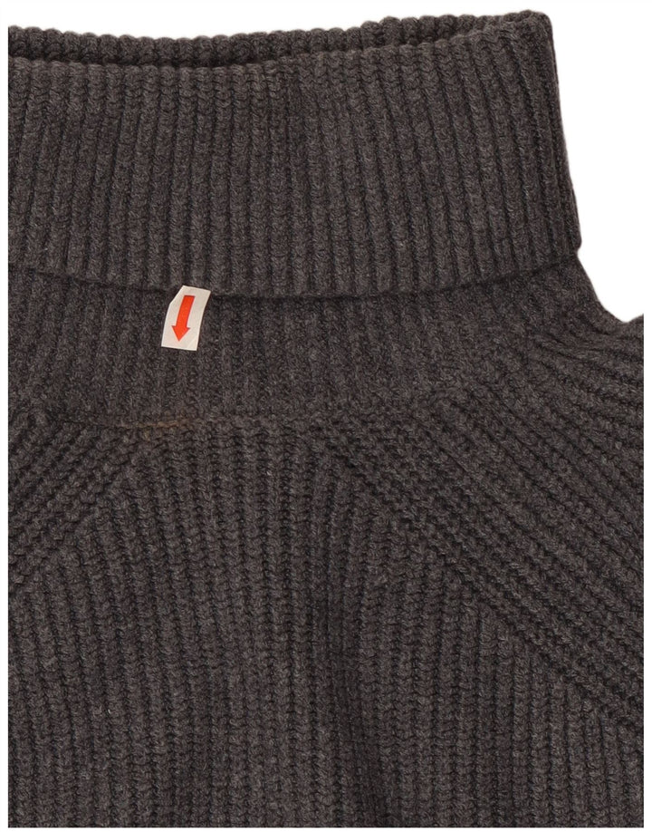 Marks & Spencer Dame Crop Roll Neck Jumper Sweater UK 10 Small Grey