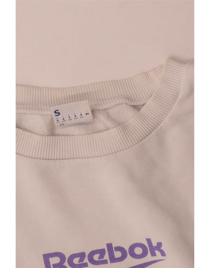 Reebok Womens Oversized Crop Sweatshirt Jumper UK 8/10 Small White