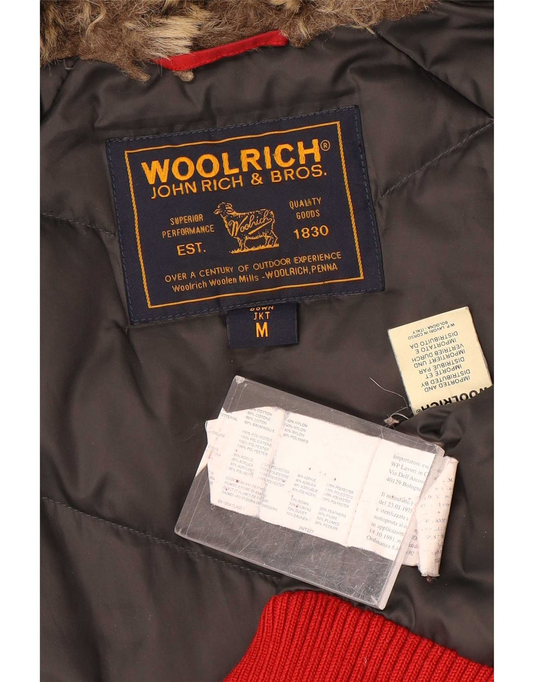 Woolrich Polstret hættejakke til kvinder UK 14 Medium Rød Nylon