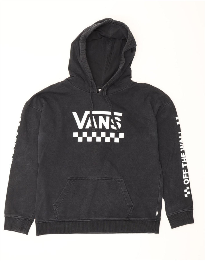 VANS Grafisk Oversized Hoodie Jumper til kvinder UK 16 Large Navy Blue Bomuld