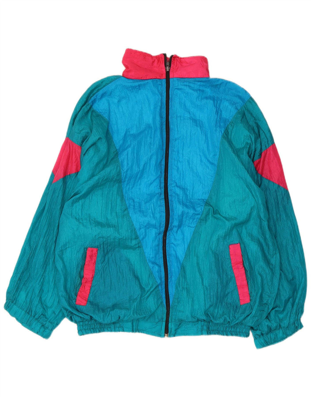 Vintage fuld træningsdragt til mænd XL Blå Colourblock Nylon