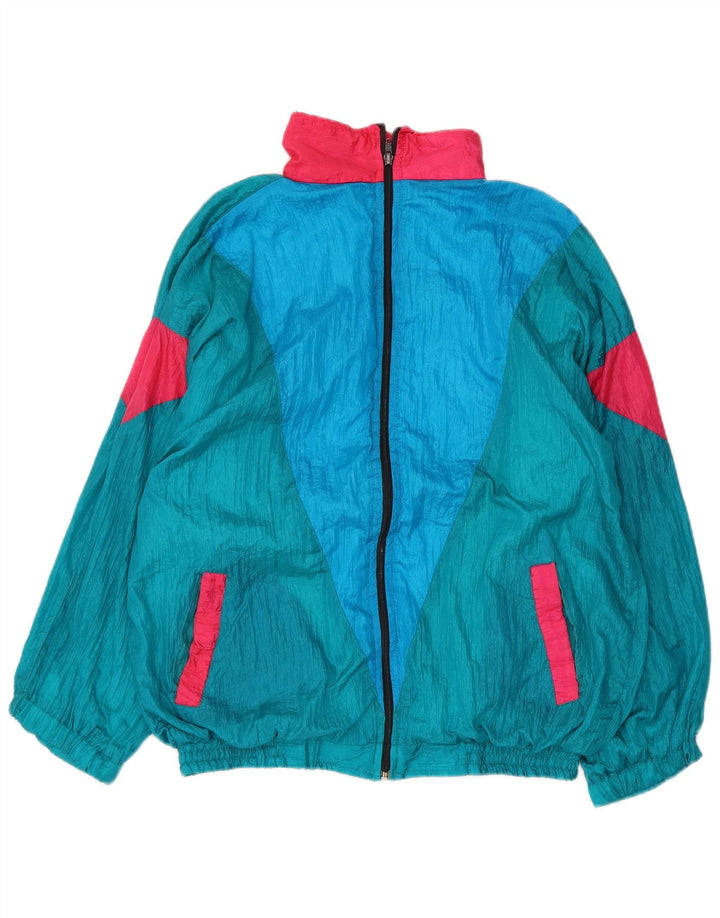 Vintage fuld træningsdragt til mænd XL Blå Colourblock Nylon