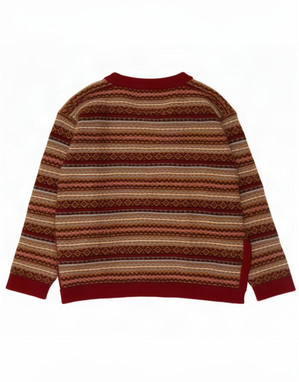 Massimo Dutti Dame Crew Neck Jumper Sweater UK 10 Small Burgundy