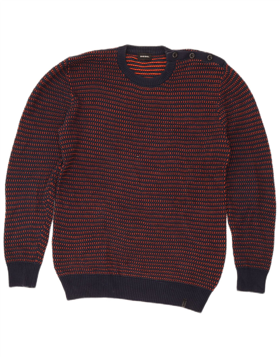 Diesel Herre Crew Neck Jumper Sweater Medium Navyblå Stribet bomuld