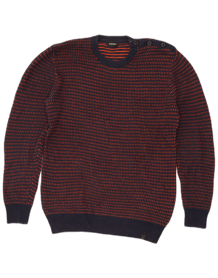 Diesel Herre Crew Neck Jumper Sweater Medium Navyblå Stribet bomuld