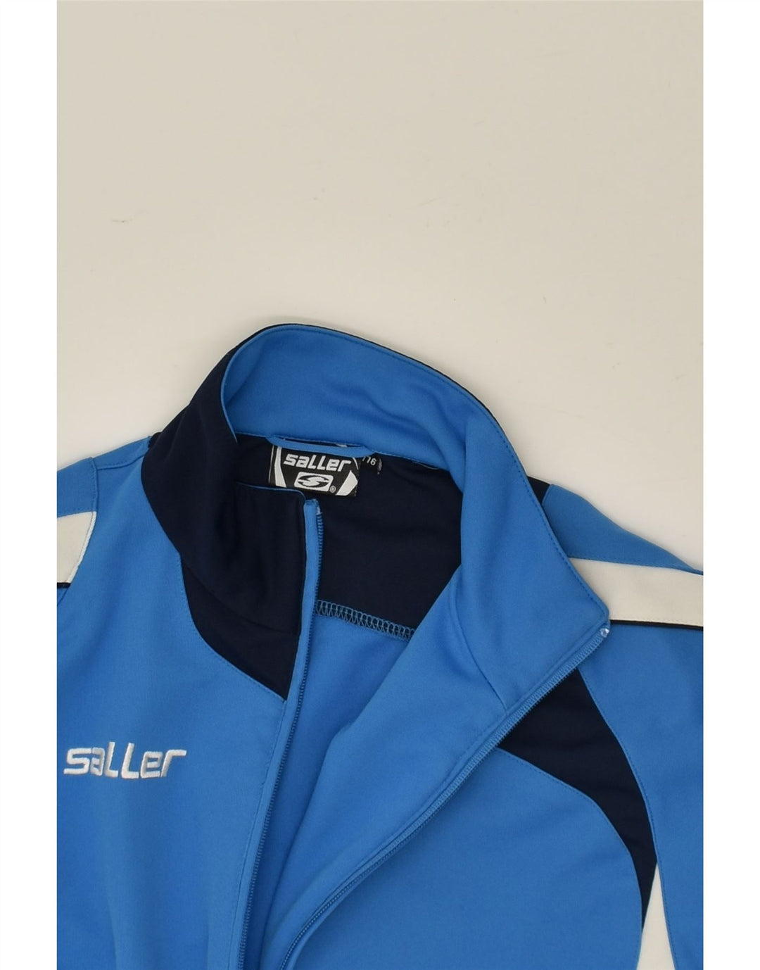 SALLER Boys Tracksuit Top Jacket 15-16 Years Blue Colourblock Polyester | Vintage Saller | Thrift | Second-Hand Saller | Used Clothing | Messina Hembry 