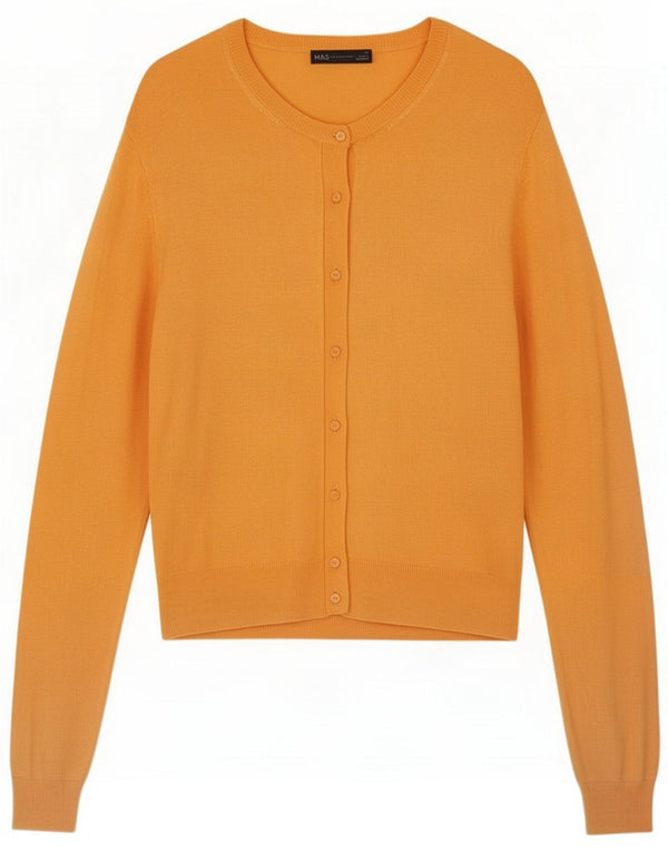 Marks & Spencer Dame Cardigan Sweater UK 14 Large Orange Viscose Classic