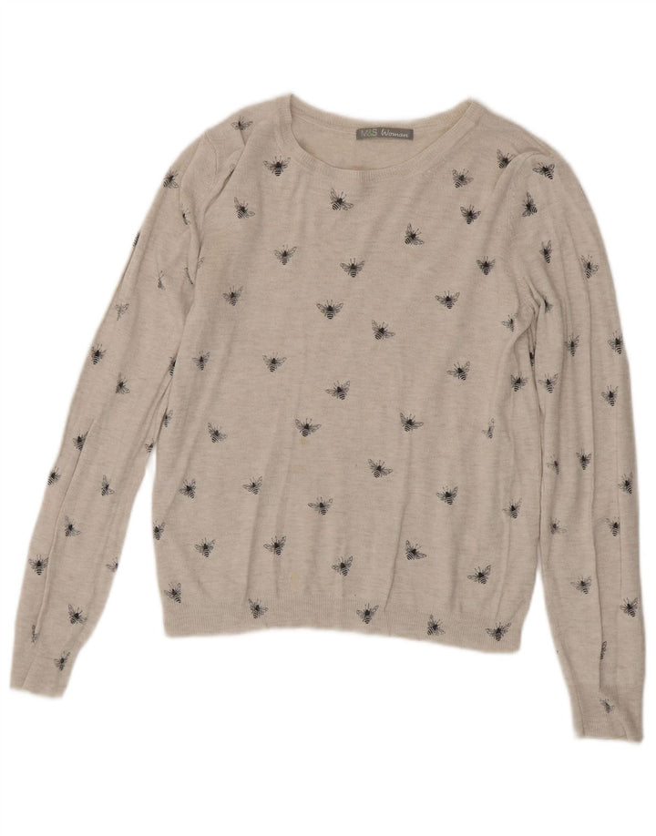 Marks & Spencer Dame Boat Neck Jumper Sweater UK 8 Small Grey