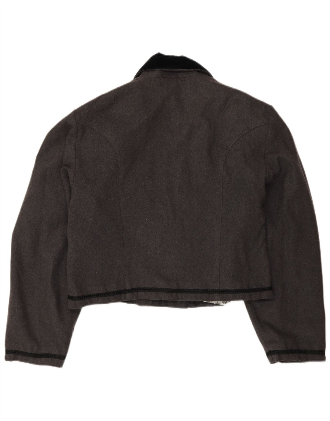 Vintage Dame Crop Blazer Jacket UK 14 Medium Grey Colourblock