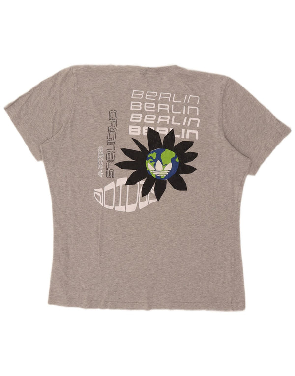 Adidas Herre Grafisk T-Shirt Top Stor Grå Bomuld