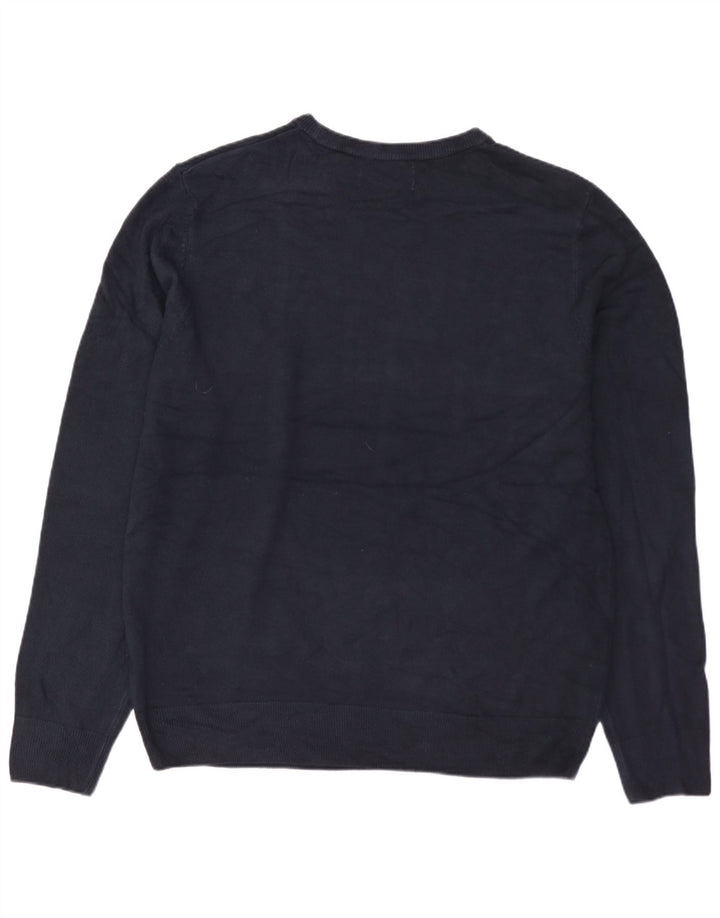 MARKS & SPENCER Herre sweater med rund hals, stor marineblå akryl
