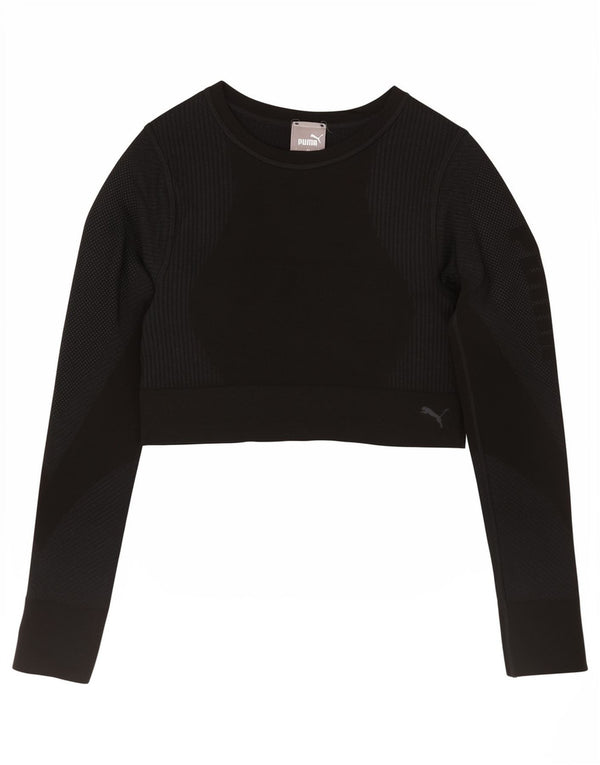 Puma Womens Crop Top Langærmet UK 12 Medium Black Sports
