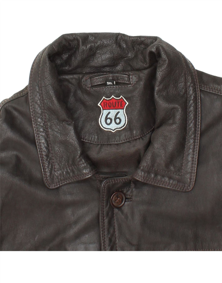 ROUTE 66 Herre Læderfrakke UK 46 3XL Sort Læder