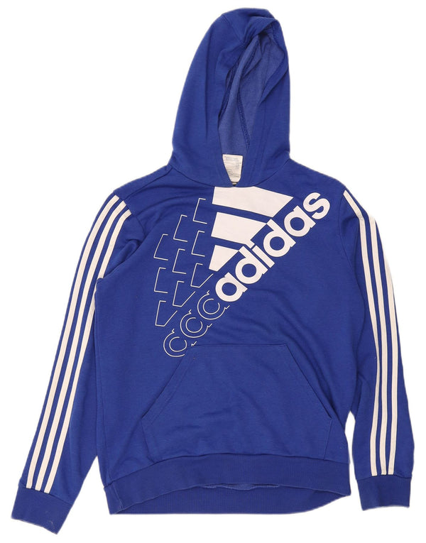 Adidas Grafisk hættetrøje til drenge 15-16 år Blue Cotton Sports