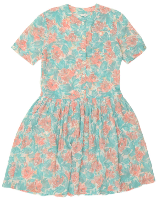 Eastex Womens Swing Dress UK 12 Medium Turkis Floral Polyester