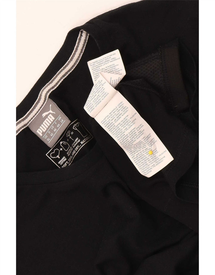 Puma Dame T-Shirt Top UK 16 Stor Sort Bomuld