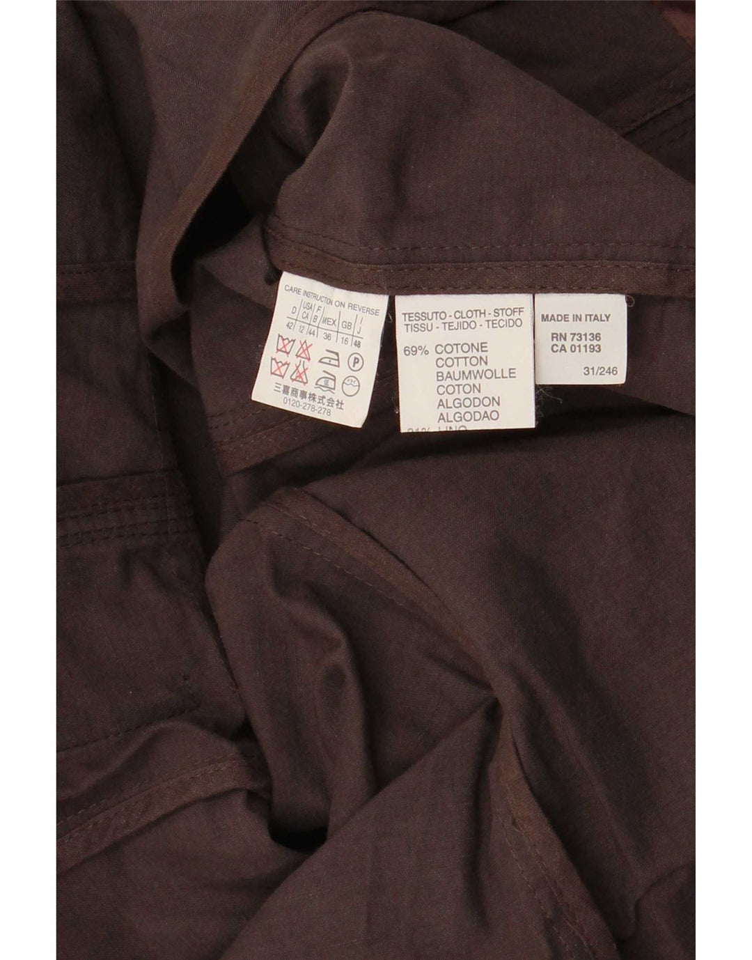 Marella Dame 2 Button Blazer Jacket UK 16 Stor Brun Bomuld