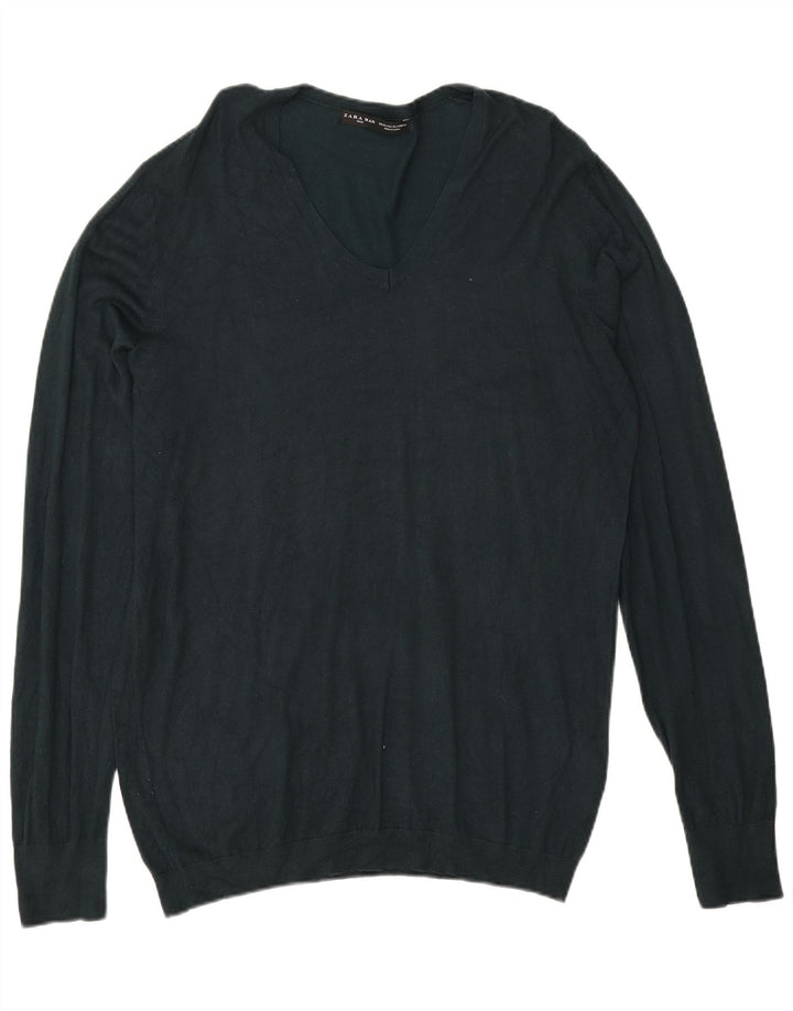 Zara Herre V-hals sweater XL Grøn viskose