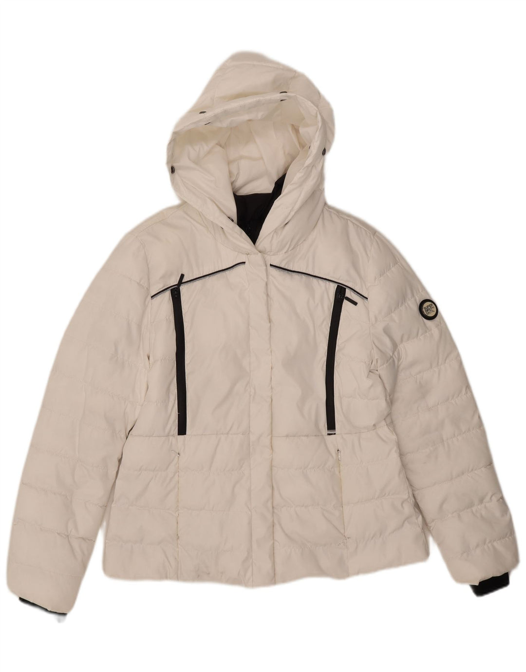 Superdry Polstret hættejakke til kvinder UK 14 Stor hvid polyester