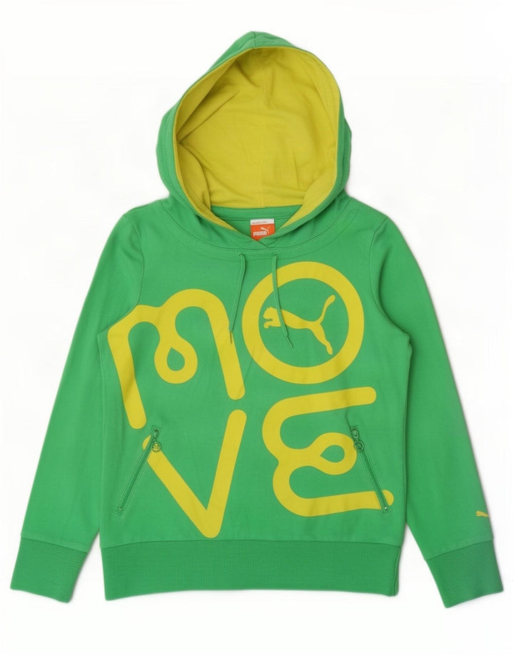 Puma Graphic Hoodie Jumper UK 12 Medium Green