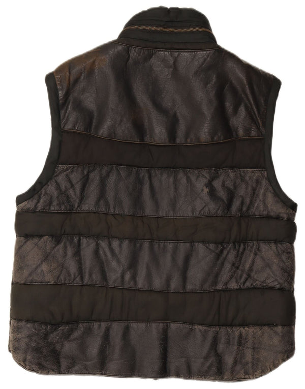Americanino Herre grafisk læder Gilet UK 42 XL Sort Colourblock