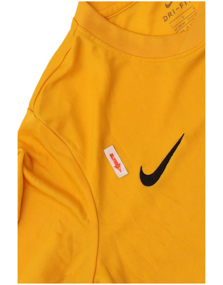 Nike Boys Dri Fit T-Shirt Top 12-13 År Stor Gul Polyester