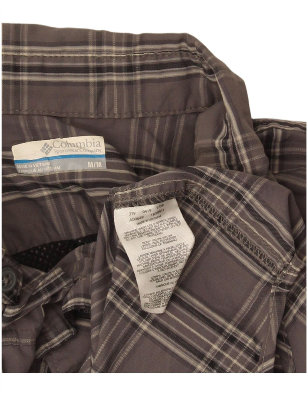 Columbia herreskjorte mellemgrå plaid nylon