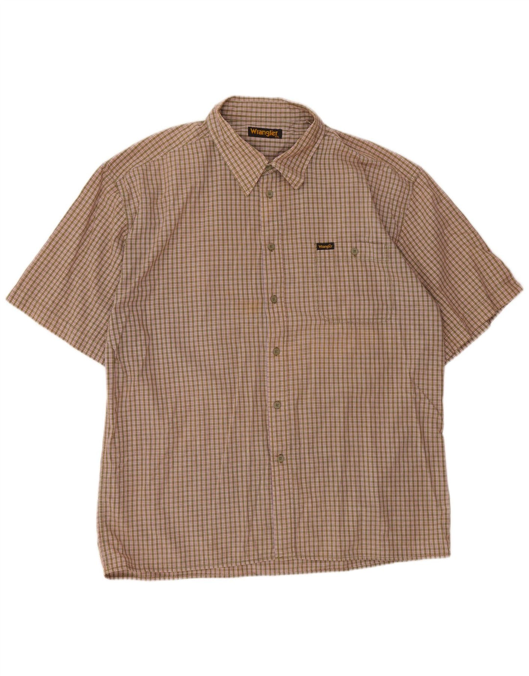 WRANGLER Kortærmet Herreskjorte 2XL Khaki Gingham