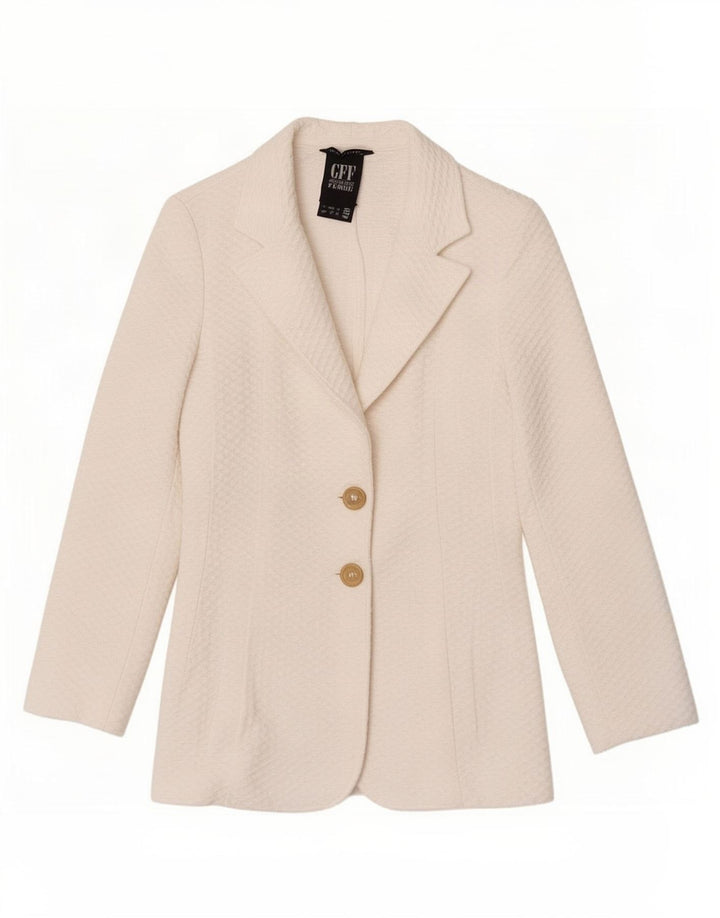 Gianfranco Ferre Dame 2 Button Blazer Jacket IT 46 Stor Hvid Bomuld