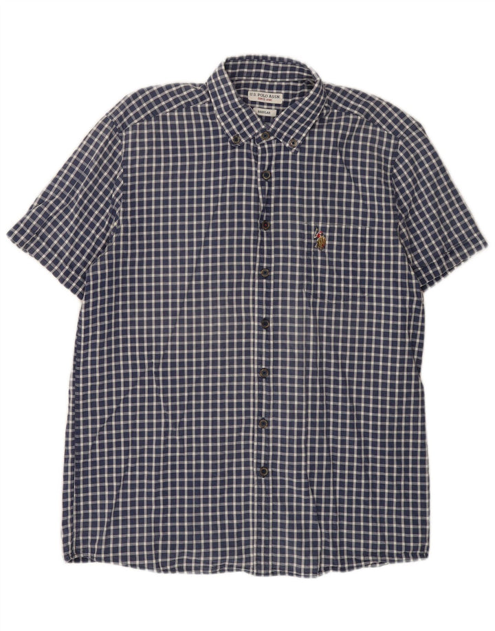 U.S. Polo Assn. Normal kortærmet skjorte til mænd Stor marineblå Gingham