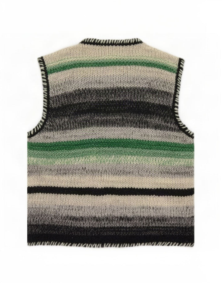 Benetton Dame Ærmeløs Cardigan Sweater UK 12 Medium Flerfarvet