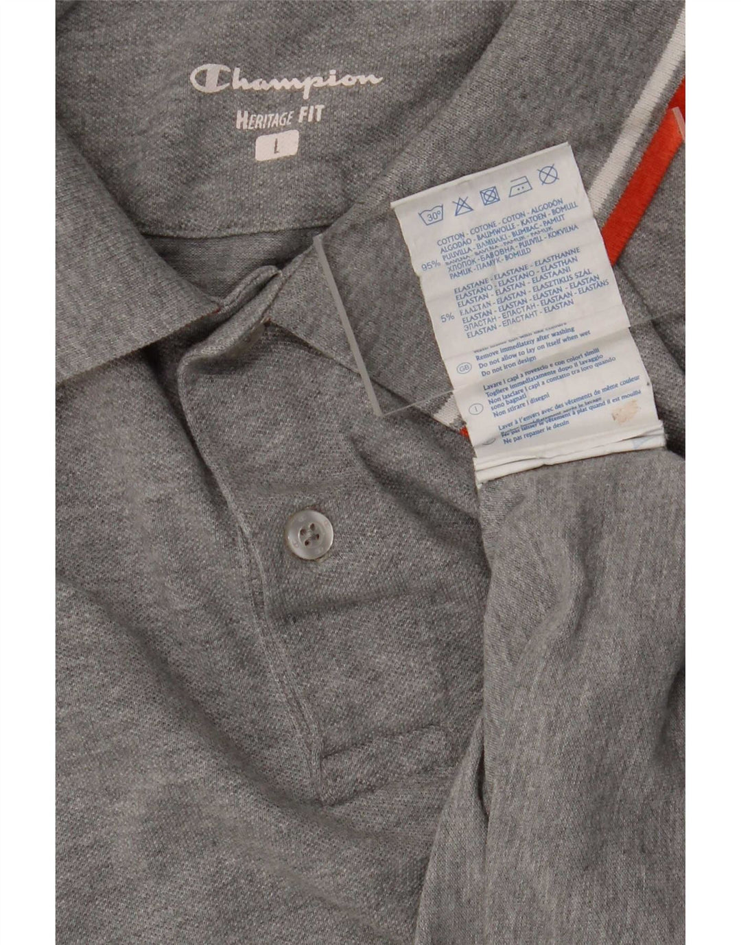 Champion Heritage Fit Polo Shirt Stor Grå Bomuld