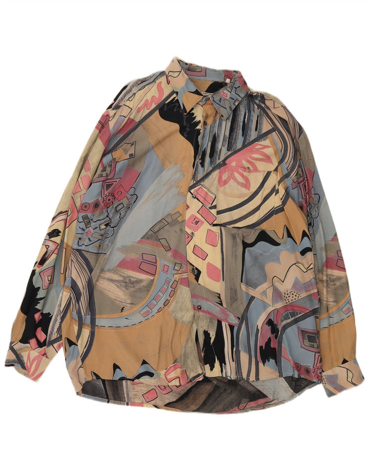 Vintage herre oversized abstrakt mønster skjorte stor flerfarvet retro