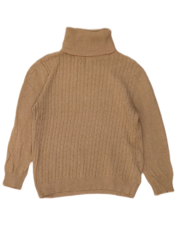 Zara Dame Crop Roll Neck Jumper Sweater UK 12 Medium Beige Bomuld