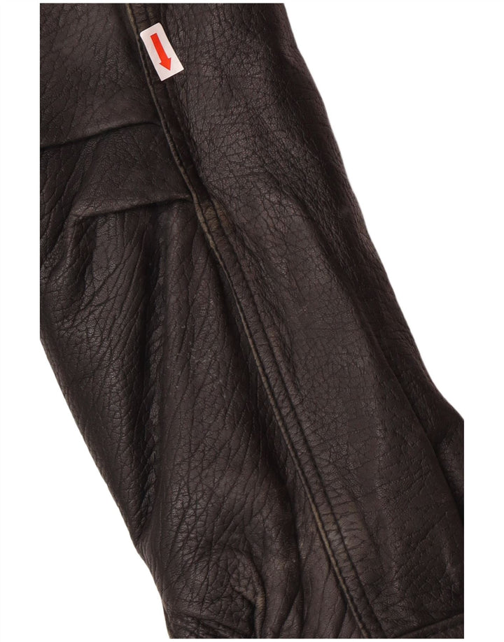 VINTAGE Herre Læderjakke UK 40 Stor Sort Læder