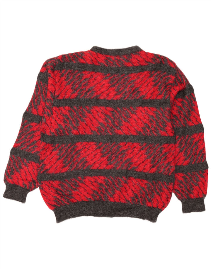Vintage herre rund hals sweater stor rød stribet