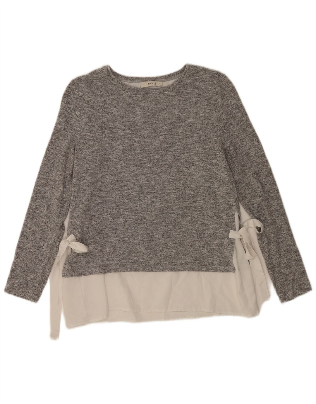 Oasis Dame Top Langærmet UK 12 Medium Grey Flecked Viscose