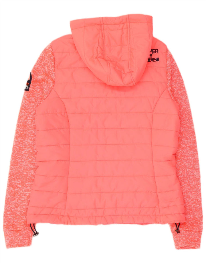 Superdry Bomberjakke med hætte til kvinder UK 8 Small Pink Flecked Nylon