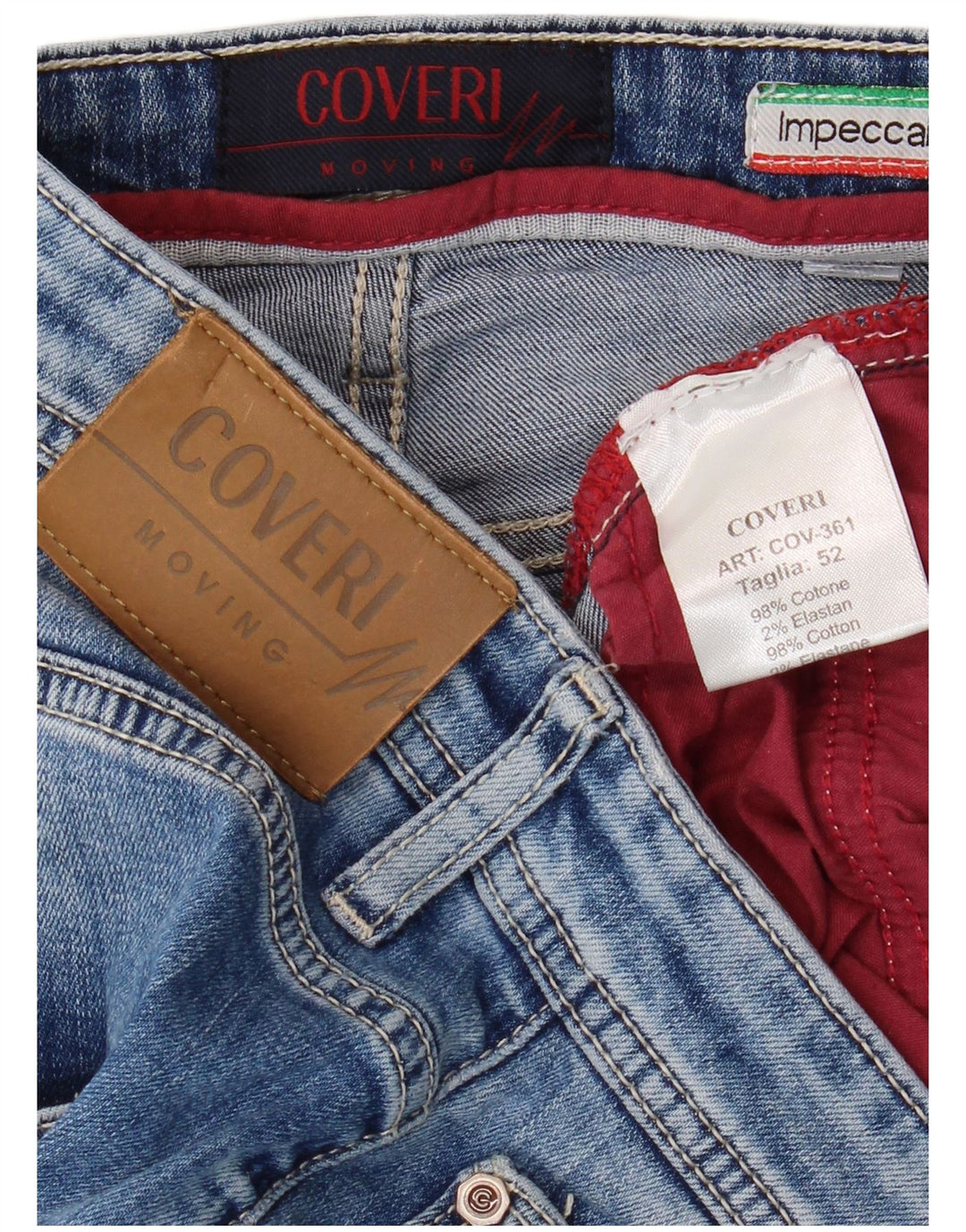 COVERI Herre Denim Shorts IT 52 XL W38 Blå Bomuld