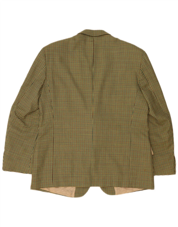 Vintage herre 2-knaps blazerjakke IT 56 3XL gul Houndstooth Uld