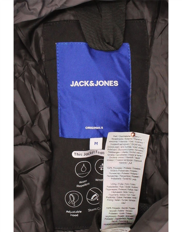 JACK & JONES Mens Hooded Windbreaker Jacket UK 38 Medium Black Polyester