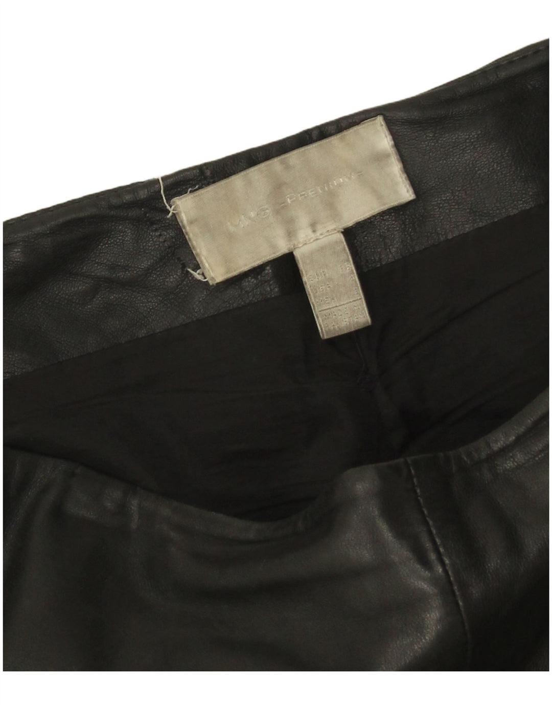 Mango Dame Slim Læderbukser EU 36 Small W24 L27 Sort Læder