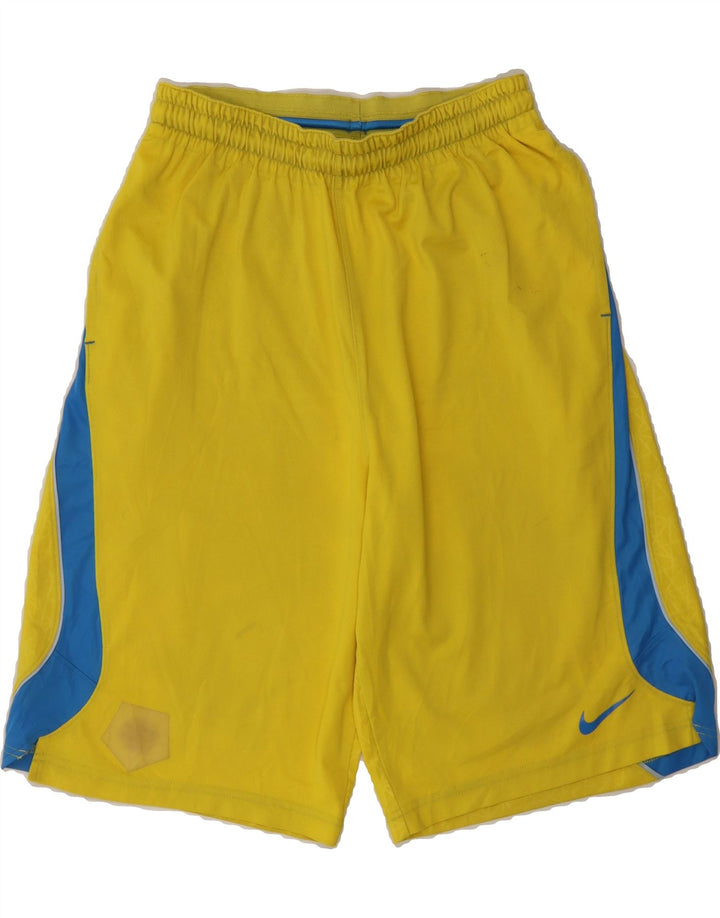 NIKE Mens Dri Fit Sport Shorts Medium Yellow Colourblock Polyester Vintage Nike and Second-Hand Nike from Messina Hembry 