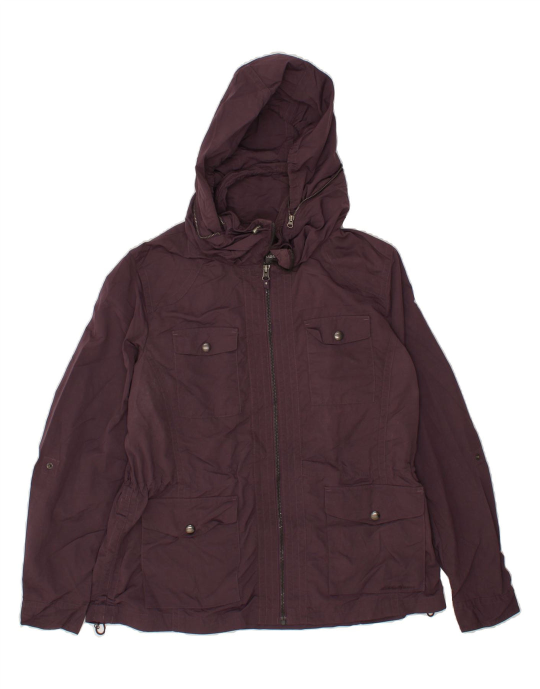 EDDIE BAUER Womens Hooded Utility Jacket UK 16 Large Maroon Vintage Eddie Bauer and Second-Hand Eddie Bauer from Messina Hembry 